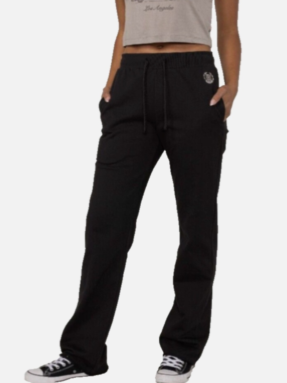 Honor the Gift Women's Pants Large NWT Gridlock Drawstring Elastic Waist Black